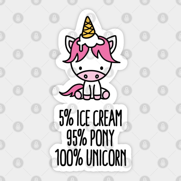 5% ice cream 95% pony 100% unicorn pun funny girl Sticker by LaundryFactory